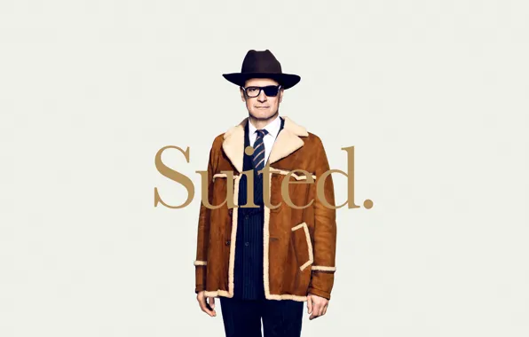 Background, hat, glasses, costume, poster, Colin Firth, Colin Firth, sheepskin