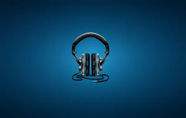 Music, headphones, blue background, cord