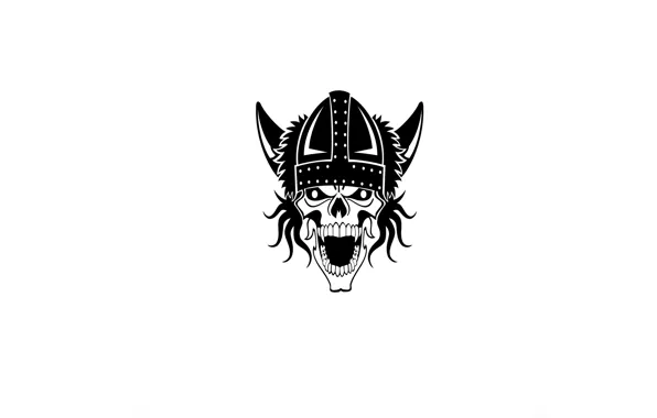 Picture skull, horns, helmet, Viking