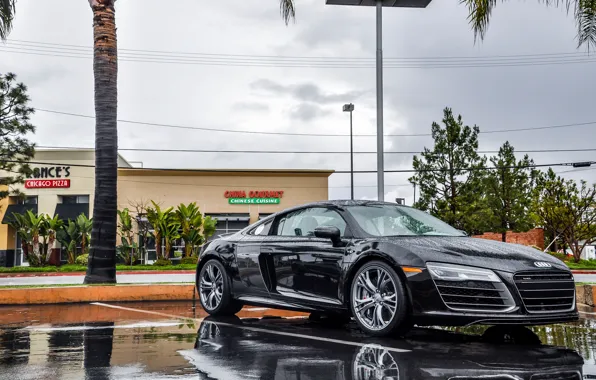 Picture Audi, Rain, V10, Supercar, More, 2014