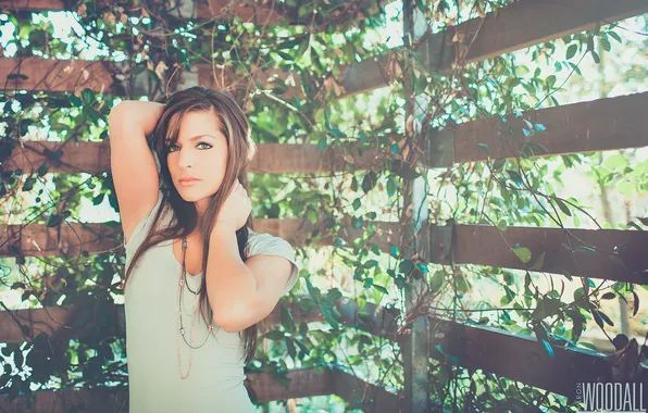 Picture look, girl, light, pose, photographer, fence, Aaron Woodall