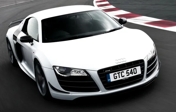 White, Audi, audi, supercar, racing track, the front