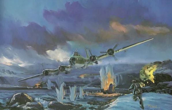 Picture Boeing, Art, B-17, Heavy, First, Flying fortress, Flying Fortress, Serial