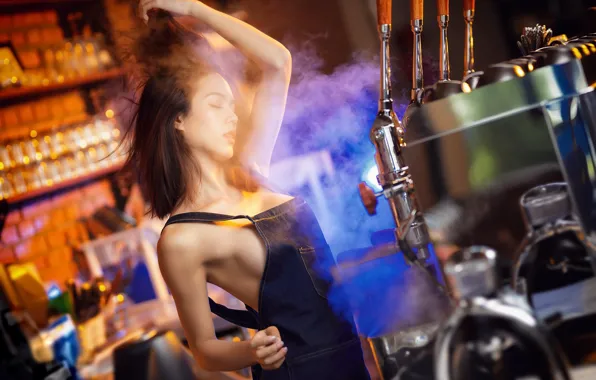 Girl, work, bar