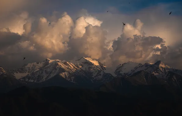 Clouds, mountains, beauty, horizon, space, Elina Magalimova, Rebellion
