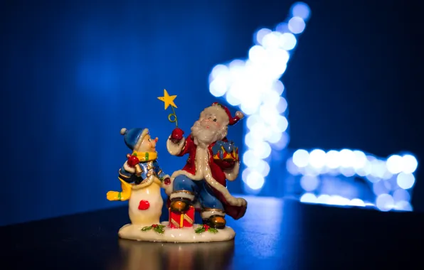 New year, deer, snowman, Santa Claus, HNY