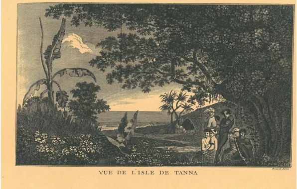 Pacific Ocean islands, New Hebrides, old engraving