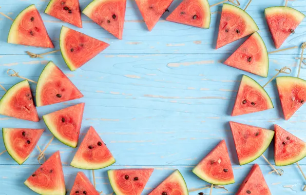 Watermelon, fresh, wood, slices, watermelon, slice