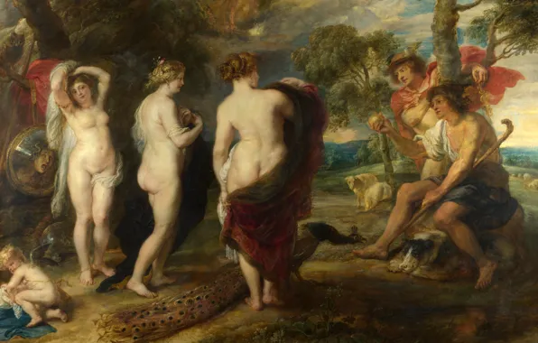 Apple, picture, myth, Paris, the court, beautiful, Hermes, goddess