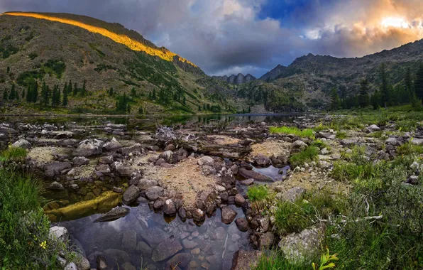 Picture sunset, mountains, Russia, Altai Krai