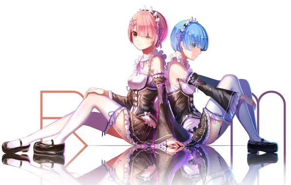 Girls, art, ram, maids, rem, re zero kara hajime chip isek or seikatsu