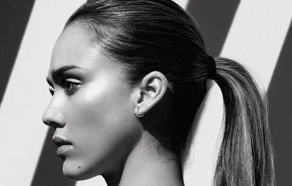 Face, model, hair, Jessica Alba, earrings, actress, mole