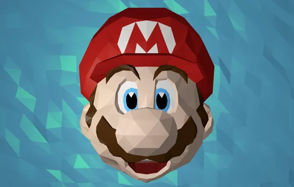 Face, Mario, Mario, low poly, mario bros