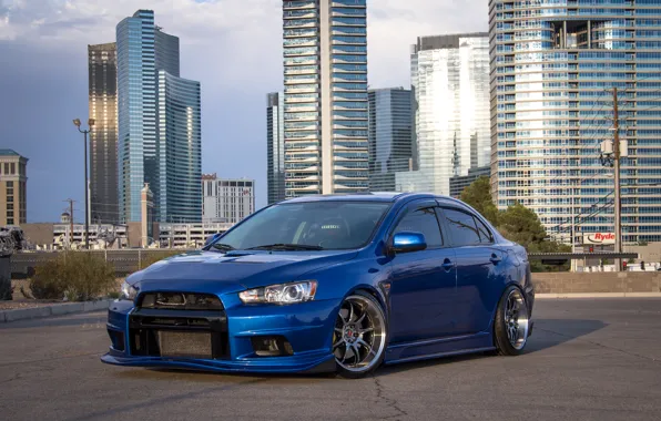 Picture city, Mitsubishi, Lancer, wheels, Evolution, blue, hrome