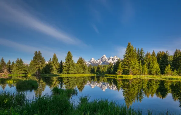 Picture the sky, trees, landscape, mountains, nature, lake