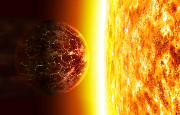 The sun, planet, burns