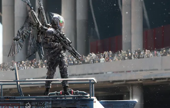 Wings, warrior, equipment, the audience, the gentle guardian
