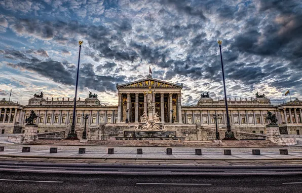 Austria, hdr, architecture, Parliament, Vienna