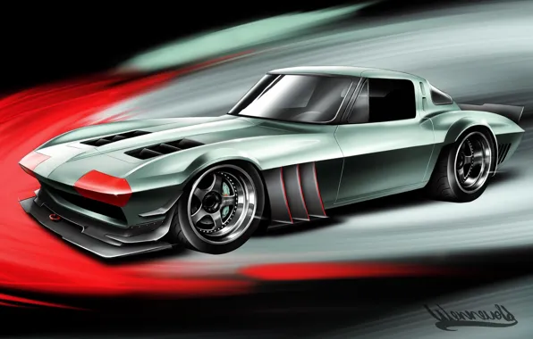 Auto, Figure, Corvette, Chevrolet, Machine, Art, Chevrolet Corvette, 1963