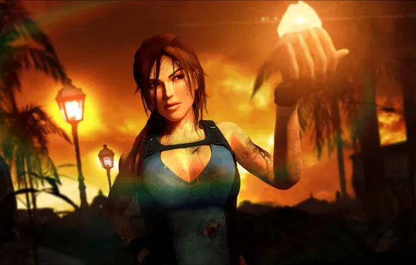 Picture light, Tomb Raider, stone, Lara Croft