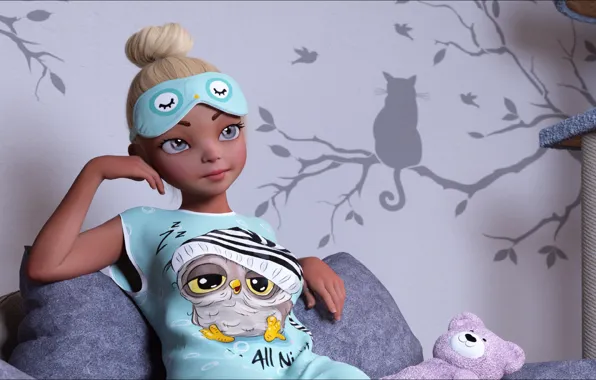 Toy, girl, Art, fashion, Art, toy, cat, for children