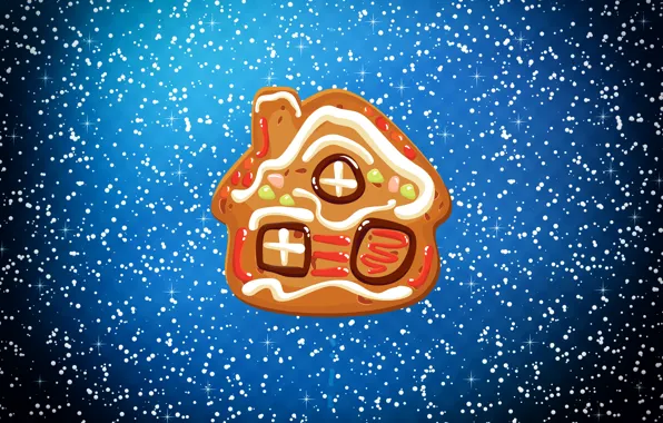 Winter, Minimalism, Snow, House, Christmas, House, Snowflakes, Background