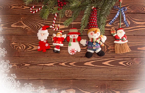 Snowflakes, toys, Board, Christmas, New year, snowmen, snowman, broom