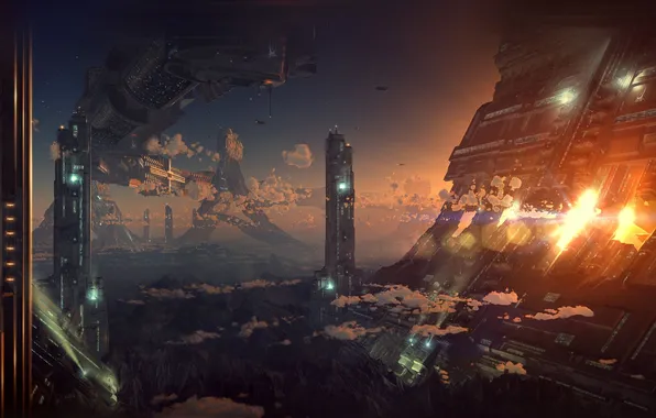 The city, future, orbit, sci fi city