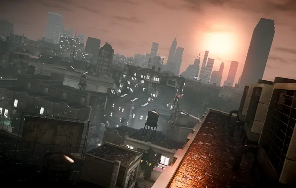 Picture sunset, the city, new York, Grand Theft Auto IV, gta4