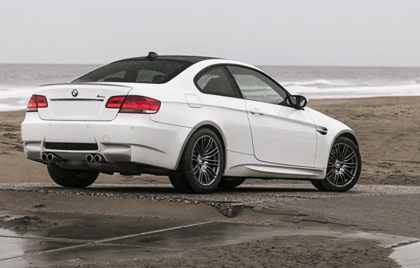 Sand, sea, beach, rain, BMW, BMW, white, beach