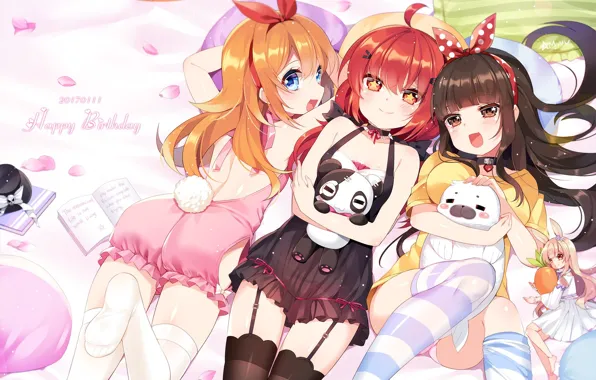 Girl, anime, art, trio