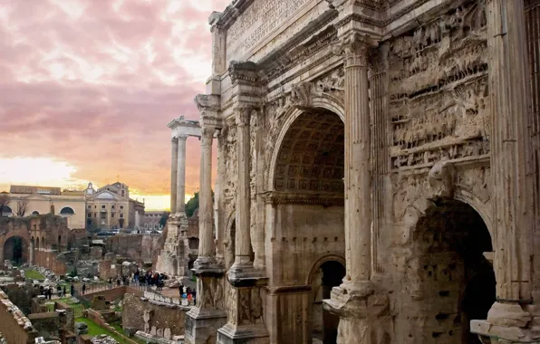 Rome, Italy, Palatine, Arch of Septimius Severus