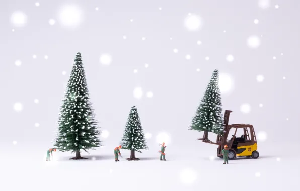 Winter, machine, snow, toys, men, Christmas, New year, machine
