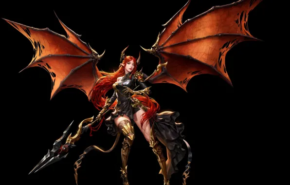 Girl, wings, armor, art, warrior