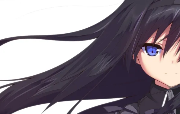 Picture face, white background, blue eyes, long hair, bangs, Senran Kagura