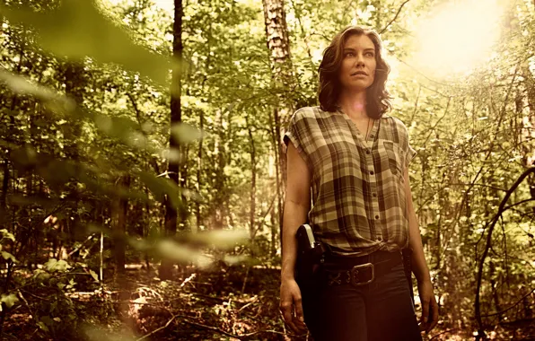 Forest, girl, trees, gun, frame, the series, shirt, Thriller