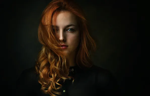 Look, girl, face, background, hair, portrait, red, redhead