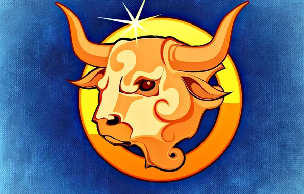 Yellow, figure, graphics, symbol, blue background, the signs of the zodiac, symbols, texture