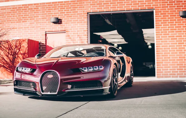 Picture red, bugatti, carbon, chiron