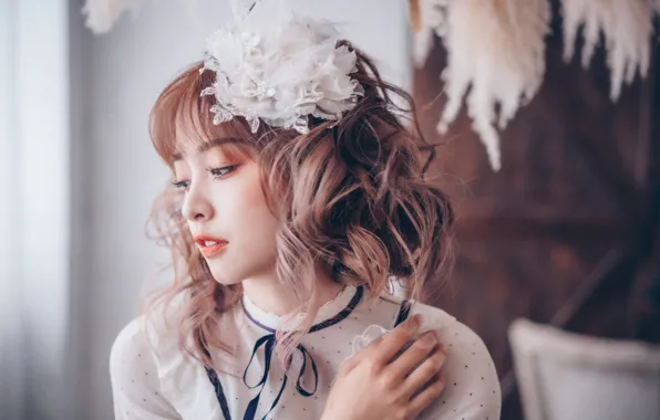 Girl, face, hair, portrait, Asian