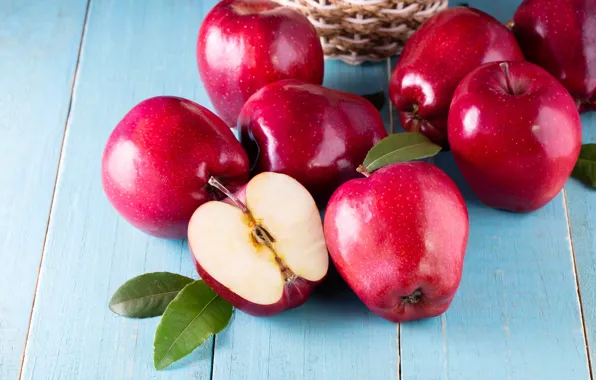 Apples, red, fruit, fresh, wood, fruit, apples