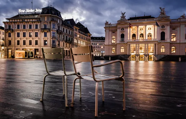 The city, chairs, Zurich