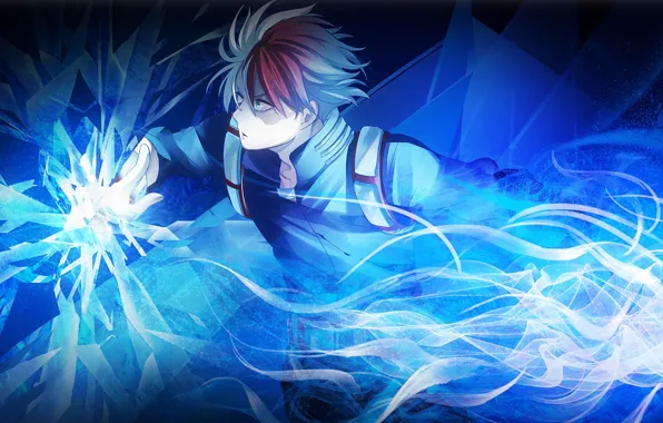 Guy, My hero Academy, fad, Boku No Hero Academy, Todoroki Shoto, blue flame