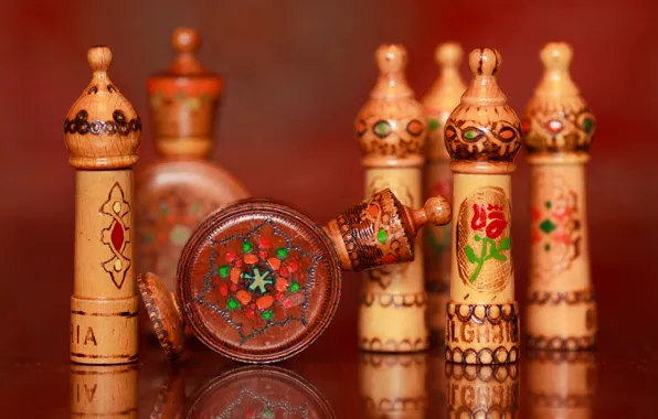 Reflection, background, wooden, drawings-vigilance, Bulgarian, rose oil, the ETUI
