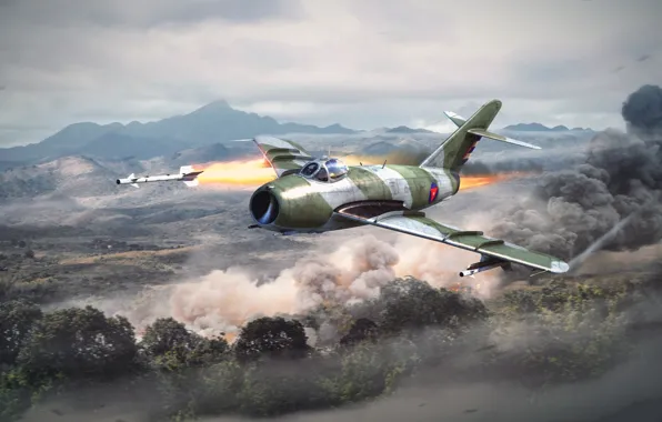 Nature, smoke, rocket, the plane, War Thunder, Warplane