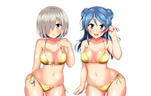 Girl, sexy, cleavage, long hair, boobs, anime, blue eyes, beautiful