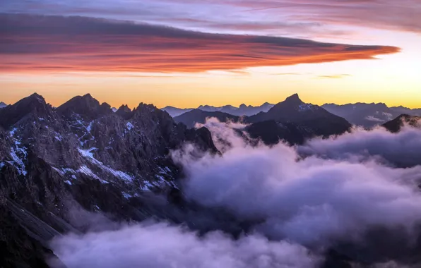 Wallpaper sunset, mountains, Alpine sunset for mobile and desktop ...