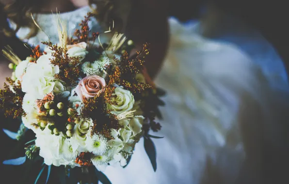 Flowers, roses, bouquet, wedding