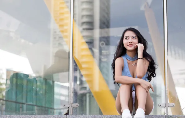 Picture girl, background, Asian
