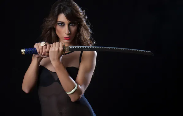 Girl, weapons, sword